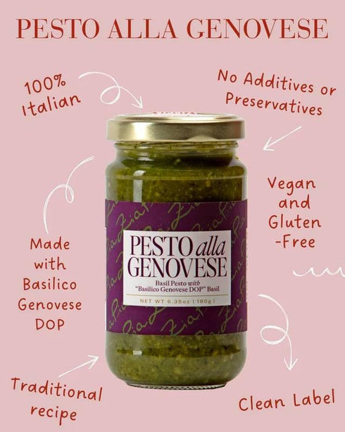 80g Zia Pia Pesto alla Genovese Spread - | Small Batch Spread | Traditional Italian Pesto | Vegan & Gluten Free |