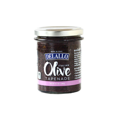 DeLallo Black Olive Tapenade in Oil, 6.7 Ounce Jar, Olive Spread Condiment