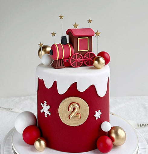 JeVenis Christmas Train Cake Decoration Train Cake Topper Train Theme Birthday Decorations Baby Shower Party Supplies