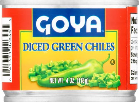 4 Oz Goya Diced Green Chiles Fire Roasted