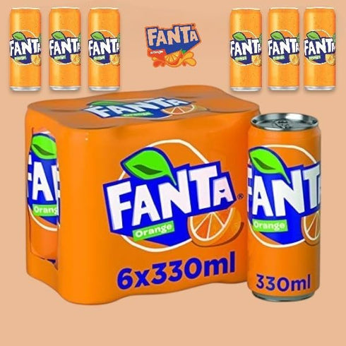 6pack 330ml/each Original European FANTA Orange Flavor Soda Soft Drink- With FANTA Sticker