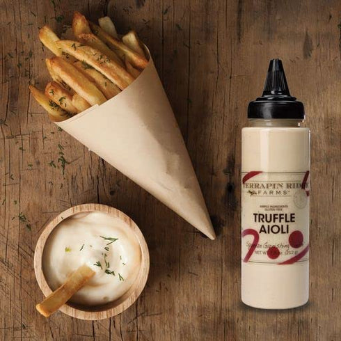 Terrapin Ridge Farms Gourmet Truffle Hot Sauce and Truffle Aioli Garnishing Sauce Set (2 Squeeze Bottles)