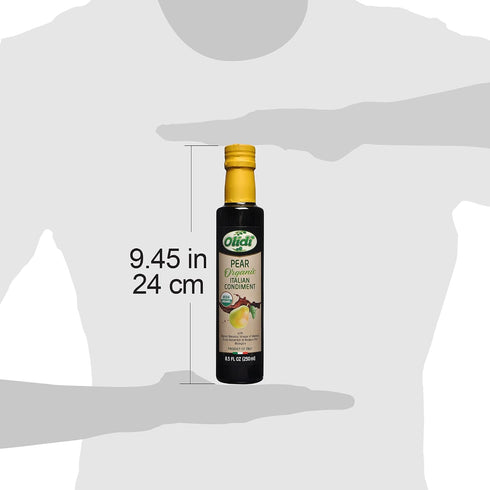 8.5 oz (Pack 2) Olidi Pear Flavored Balsamic Vinegar of Modena of Perfect for Salad Dressing, Pasta Salad, Ice Cream