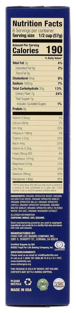 Evonature 4:9 16 oz (Pack 3) Ezekiel Golden Flax Sprouted Grain Crunchy Cereal