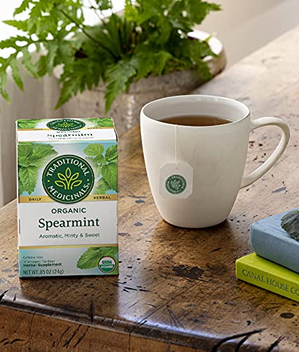 96 (6 Pack) Traditional Medicinals Tea, Organic Spearmint, Supports Everyday Wellness, Healthy & Refreshing, Tea Bags