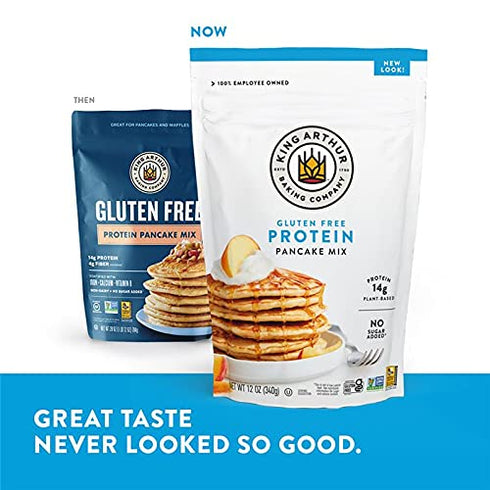 12 Oz (Pack 1) King Arthur Flour Gluten Free Protein Pancake Mix, Non-GMO Project Verified, No Sugar Added, Non-Dairy