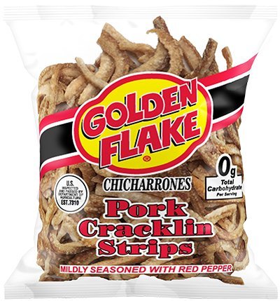 Golden Flake Pork Cracklins W/Red Pepper Seasoning 3.25 oz (Pack 4)