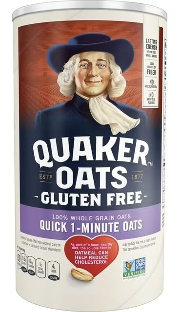 Generic Gluten Free Quick 1-Minute Oatmeal Oats 18 oz Canisters (Pack of 4)