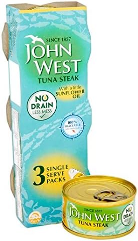 John West No Drain Tuna Steak in Sunflower Oil 3 x 60g