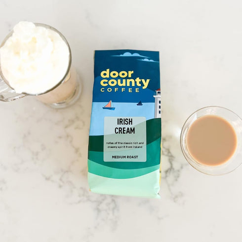Door County Coffee Irish Cream Flavored Ground Coffee, 10 oz Bag, Medium Roast