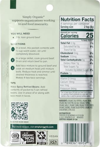 Simply Organic Spicy Taco Season Mix, 1.13 oz