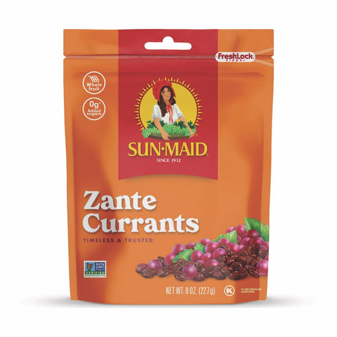 (4 Pack) 8 oz Sun-Maid California Sun-Dried Zante Currants - Resealable Bag - Dried Fruit for Holiday Snacks