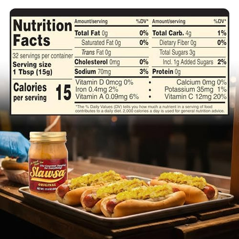 17.8 oz Slawsa Original The Crunchy Relish Alternative | All-Natural Gourmet Topping for Hot Dogs, Burgers & Brats