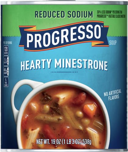 19 oz. Progresso Reduced Sodium, Hearty Minestrone Soup Canned Soup, Gluten Free
