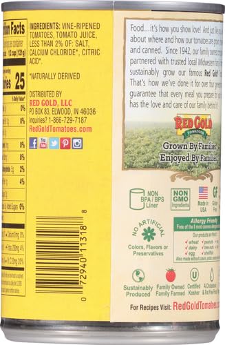 14.5 Red Gold Petite Diced Tomatoes, Ounce