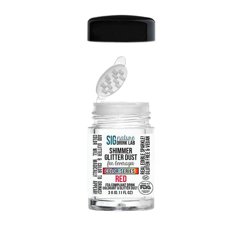 Color Series Shimmer Glitter Dust for Beverages, 3 Gram Sprinkler (Red)