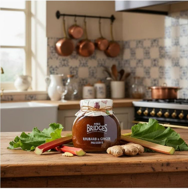 Metr Mrs. Bridges of Scotland, Set of 2 Jars, Rhubarb and Ginger Preserves,