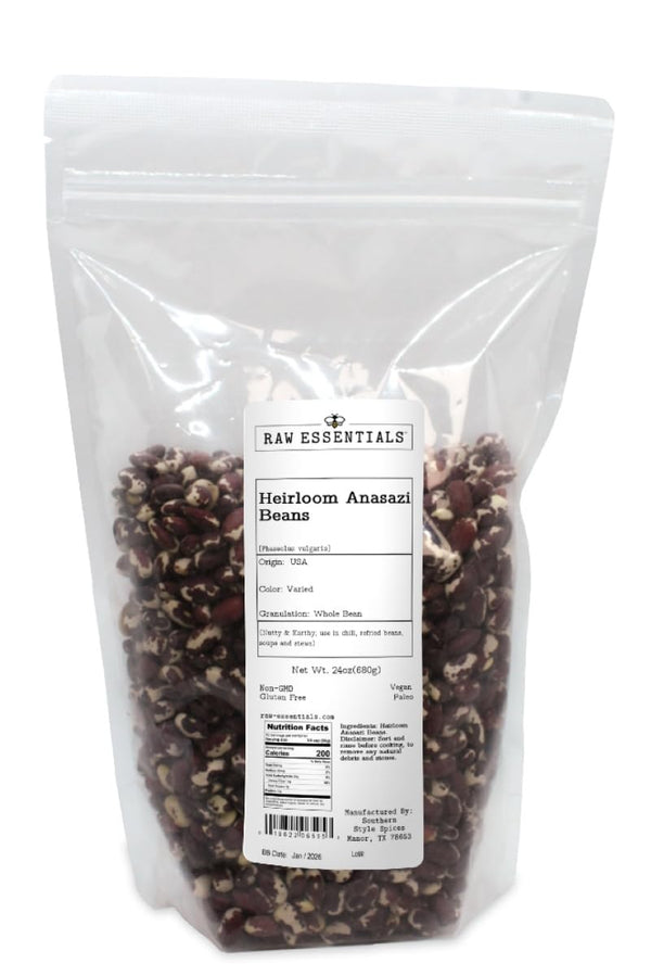 Raw Essentials Heirloom Anasazi Beans - Chili, Refried Beans, Soups and Stews