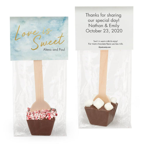 12ct Personalized Winter Wedding Favors Hot Chocolate Spoons (12 Pack) Gourmet Milk