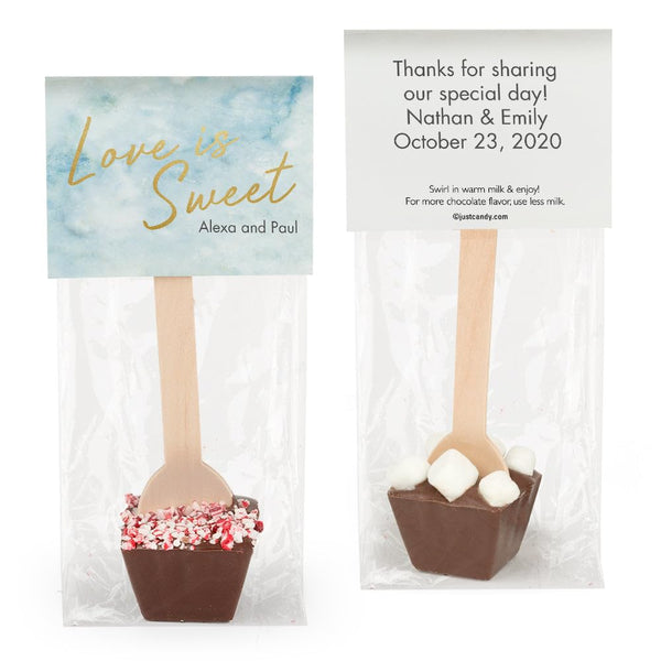 12ct Personalized Winter Wedding Favors Hot Chocolate Spoons (12 Pack) Gourmet Milk