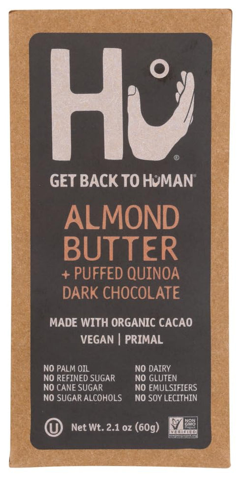 Hu Kitchen Dark Chocolate Bars, 2.1 oz, Almond Butter & Puffed Quinoa