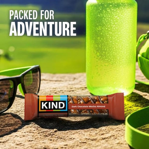 5g 12 Count KIND Healthy Snacks Bars, Dark Chocolate Mocha Almond, Gluten Free, Low Sugar, High Fiber Snacks, Protein