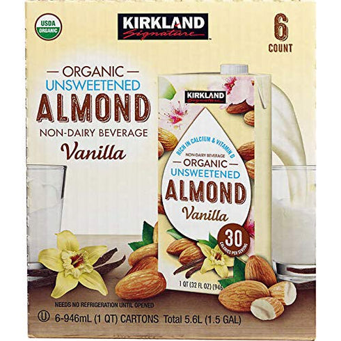 KIRKLAND 31.9 Oz (Pack 6) Signature Organic Almond Unswtd Beverage, Fl