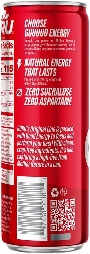 12 Guru Energy Drink Organic Energy Drink - ounces