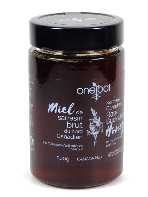 OneRoot Raw Buckwheat Honey 500g / 17.6oz, Unheated & Unprocessed Dark Nutrient-Rich,