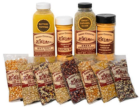 Amish Country Popcorn | 8-4 Ounce Variety Gift Set with Buttery Topping,