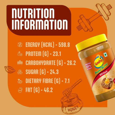 Generic 900g- Butter with Honey spread- Crunchy- Delicious Spread- No Preservatives- Protein Rich- Nutritious Spread