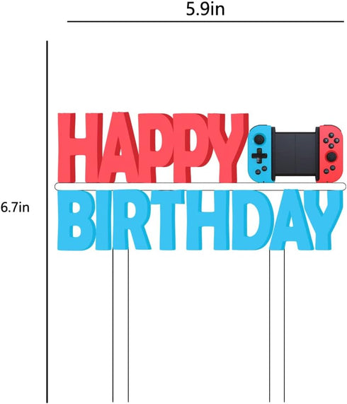 Video Game Cake Toppers - Switch Game Controller Theme Decorations for Boys Gaming Birthday Party