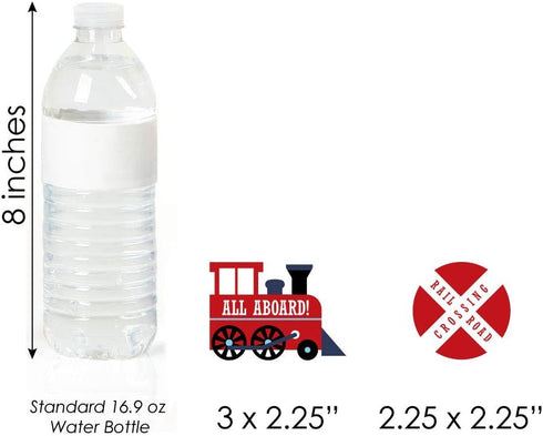 Set 24 Big Dot of Happiness Railroad Party Crossing - Dessert Cupcake Toppers - Steam Train Birthday Party or Baby