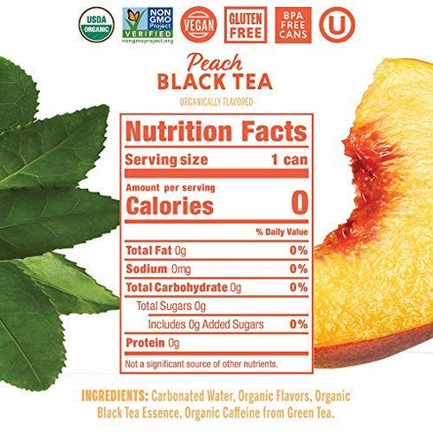 8 Pack, 12 Nixie Organic Peach Black Tea Sparkling Water FZ