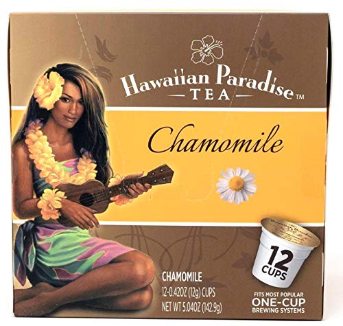 Hawaiian Paradise Tea (Chamomile) Cups, Single Serve 12 Count, Sustainably Produced in Hawaii, Compatible with Keurig
