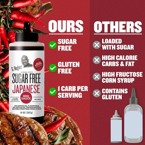 14 Oz (Pack 3) G Hughes Sugar Free Japanese BBQ Sauce - Gluten Free Japanese Barbecue Sauce, Gourmet Asian Marinade