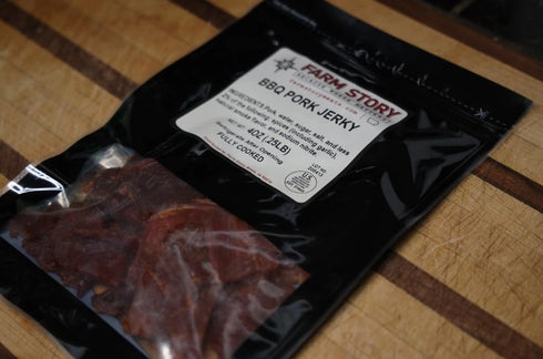 Farm Story 2 Pack. All Natural BBQ Pork Jerky - Meats Artisan, Old-Fashioned Two Quarter-pound Bags, Tender Protein
