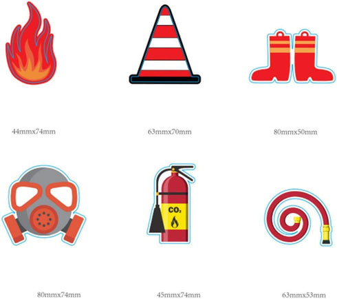 24 Pack Fireman Firefighter Cupcake Toppers - Fire Truck and Fire Extinguishing Cupcake Toppers for Birthday Party