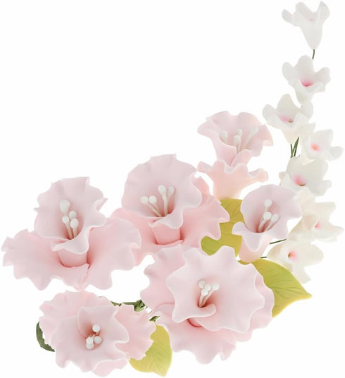 Sugar Blossom Cake Spray Gumpaste Flowers for Cake Decorating Soft Pink Cherry