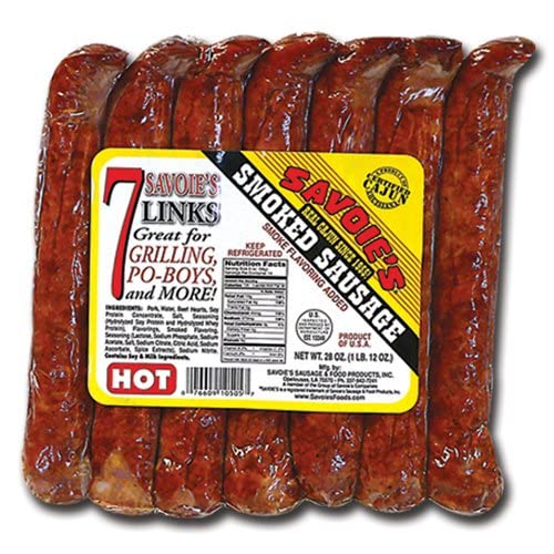 SAVOIE'S Hot Smoked Sausages Links, 7 count