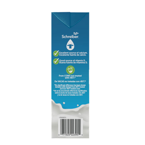 2% 32 oz (6 Pack) Schreiber Lactose Free, Shelf Stable Milk, Low Fat with Vitamin A & D