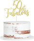 Golden 50 & Fabulous Cake Topper, 50th Birthday Party Decorations, 50 Birthday Cake Topper