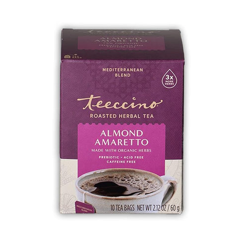 10 Teeccino Herbal Tea - Almond Amaretto - Rich & Roasted Herbal Tea That's Caffeine Free & Prebiotic for Natural