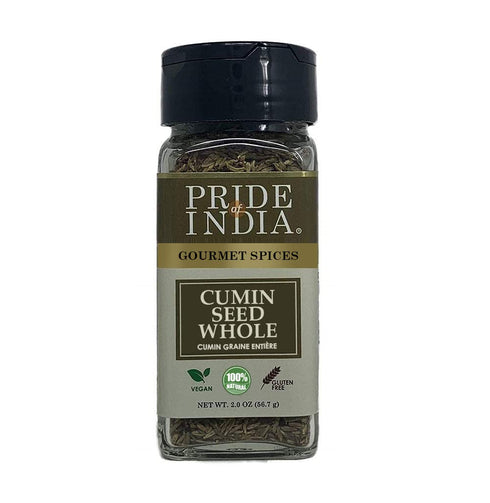 Pride of India – Cumin Seed Whole – Gourmet Indian Spice, Fresh Quality Seeds, 2 oz. Small Dual Sifter Bottle