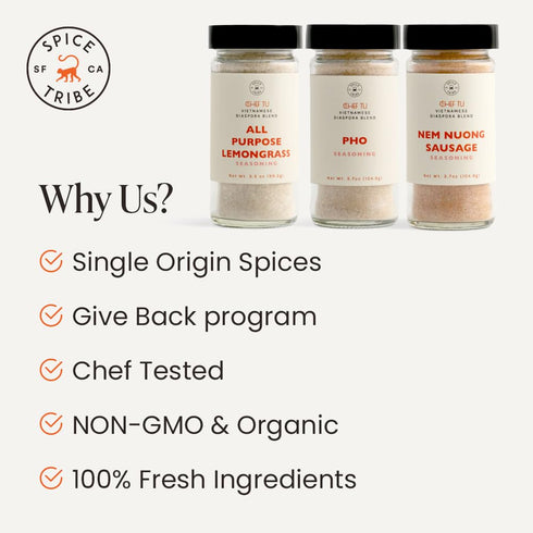 Set| 3 Pack SPICE TRIBE Vietnamese Spice Gift | Gift for Dad, Gift for Mom, Birthday Gift| Lemongrass, Pho & Sausage
