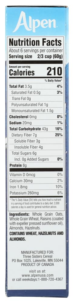 Alpen 3 Pack 14 Muesli Cereal No Sugar Added, of Ounce Boxes