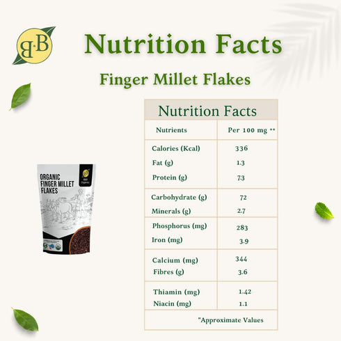 500 B&B Organics Finger Millet (Ragi) Flakes (Poha) | Millet Flakes for Breakfast | Cereal Flakes | g