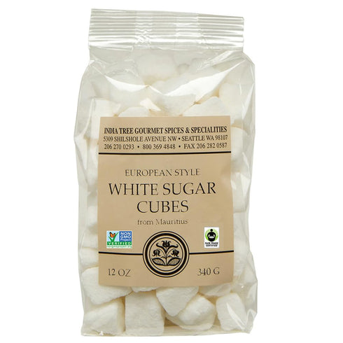 India Tree White Sugar Cubes Mauritius 12 oz Bag Pure Cane Non-GMO