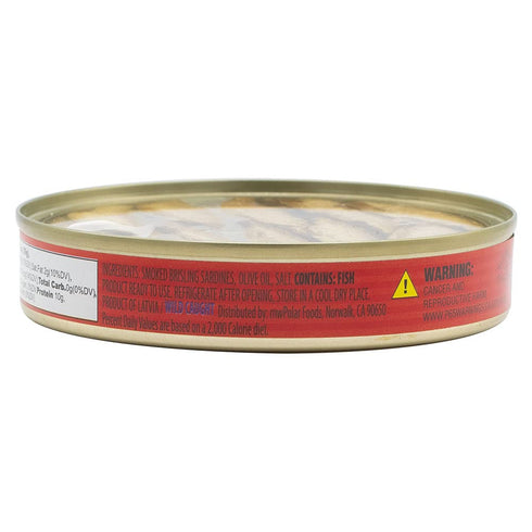 4.23 Oz Pack 12 MW Polar Brisling Sardines, Smoked In Olive Oil,