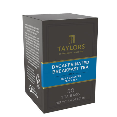 50 Count (Pack 6), 300 Taylors of Harrogate Decaffeinated Breakfast, Black Tea, Pillow Bags, of Rich, Bright